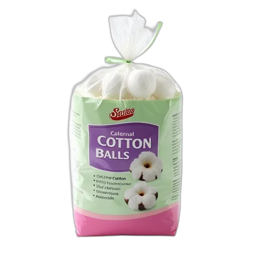 package, cotton, balls, displayed transparent PNG cut-out