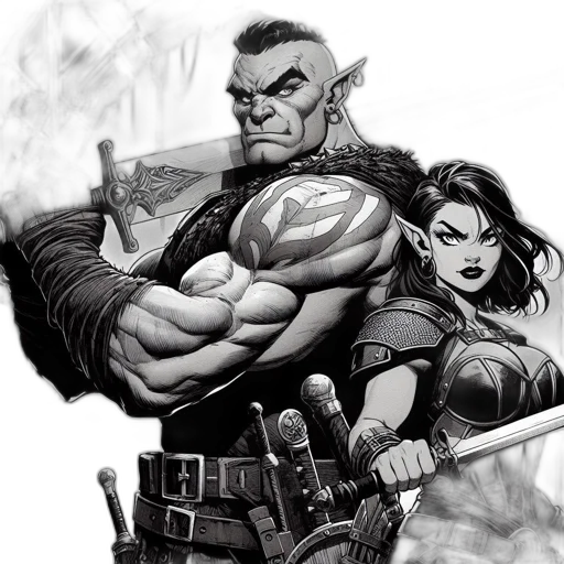 comic book art, concept art, fantasy art, pencil sketch transparent PNG cut-out