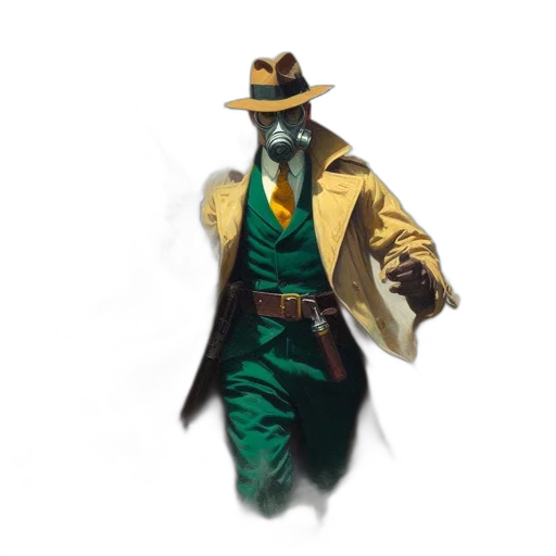 jacket, hat, staff, mask transparent PNG cut-out