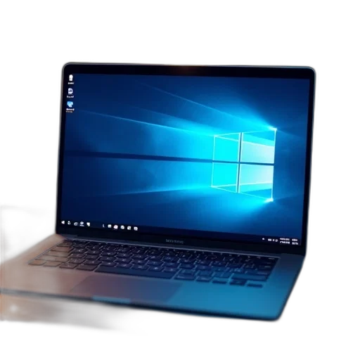 3d render, laptop, open, windows transparent PNG cut-out