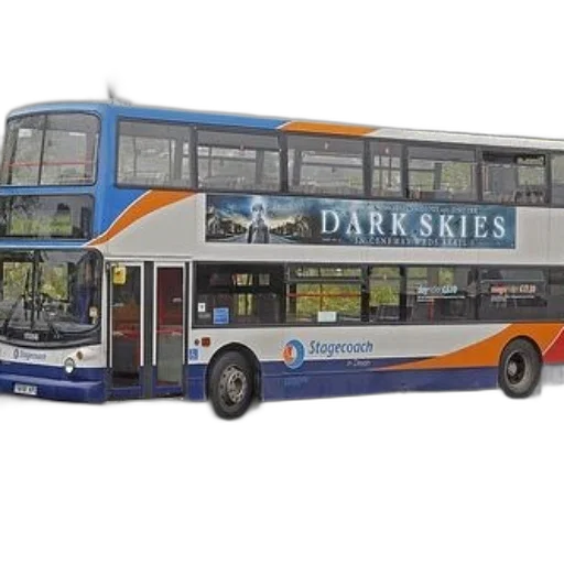 photorealistic, 3d render, double-decker, bus transparent PNG cut-out