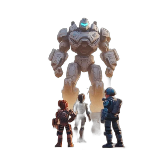robot, weapon, concept art, 3d render transparent PNG cut-out