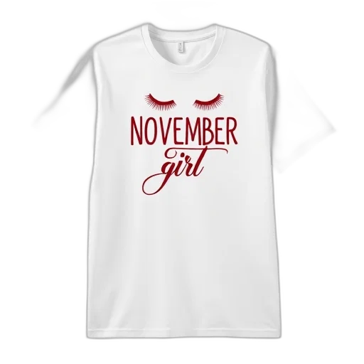 white, t-shirt, phrase, november transparent PNG cut-out