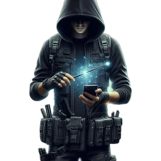 jacket, weapon, staff, mask transparent PNG cut-out