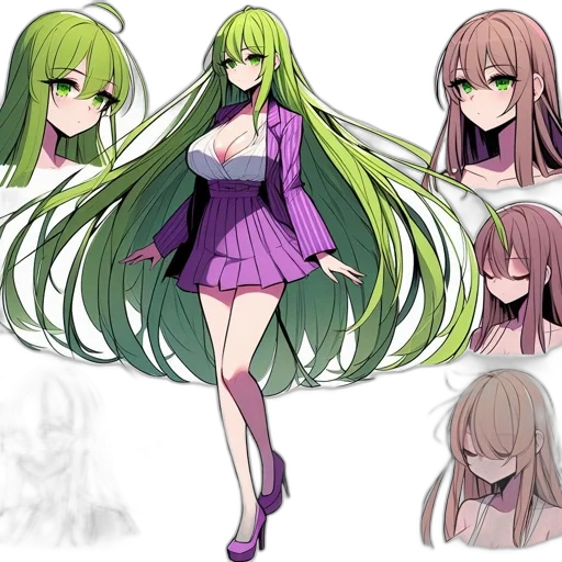 dress, hair, concept art, anime transparent PNG cut-out