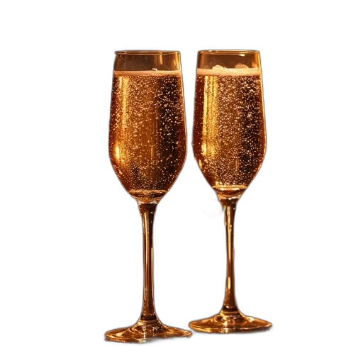 two, glasses, champagne, middle transparent PNG cut-out