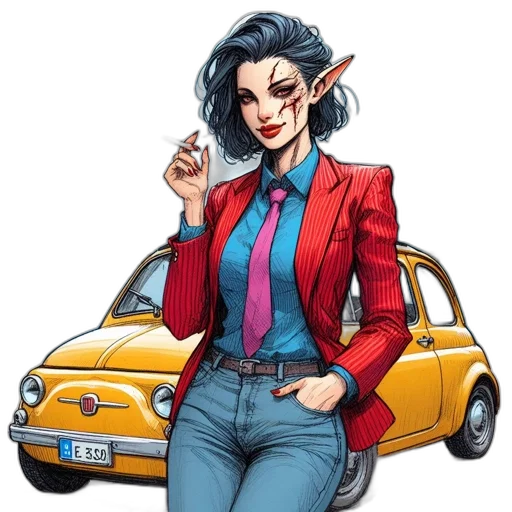 car, jacket, comic book art, cartoon transparent PNG cut-out
