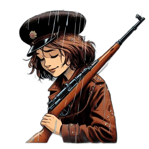 weapon, staff, hat, jacket transparent PNG cut-out