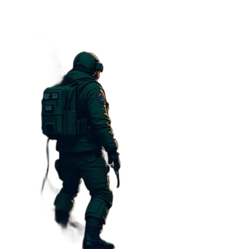 jacket, weapon, staff, robot transparent PNG cut-out