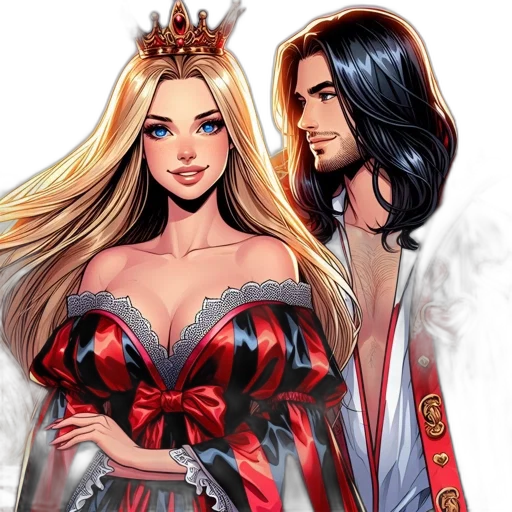 crown, dress, fantasy art, comic book art transparent PNG cut-out
