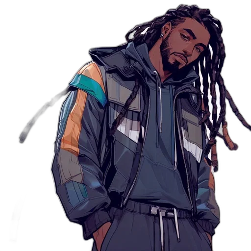 jacket, staff, concept art, comic book art transparent PNG cut-out