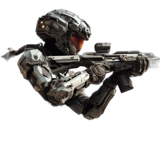 robot, weapon, concept art, 3d render transparent PNG cut-out