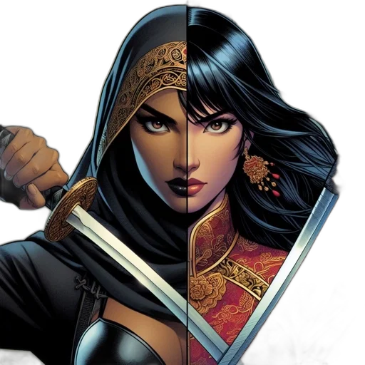 comic book art, concept art, fantasy art, two transparent PNG cut-out