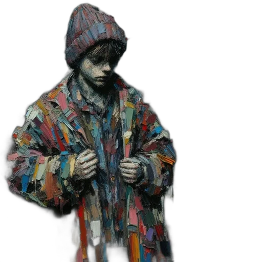 jacket, face, photorealistic, oil painting transparent PNG cut-out