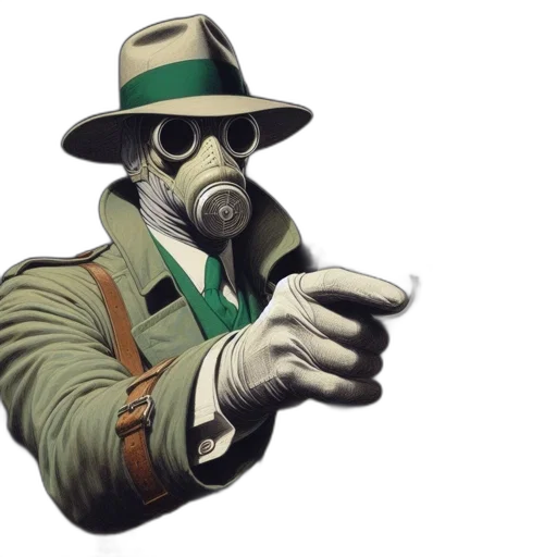 mask, jacket, weapon, staff transparent PNG cut-out
