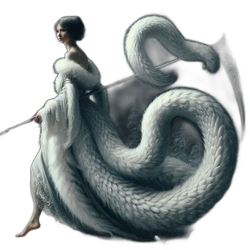 dragon, creature, staff, dress transparent PNG cut-out