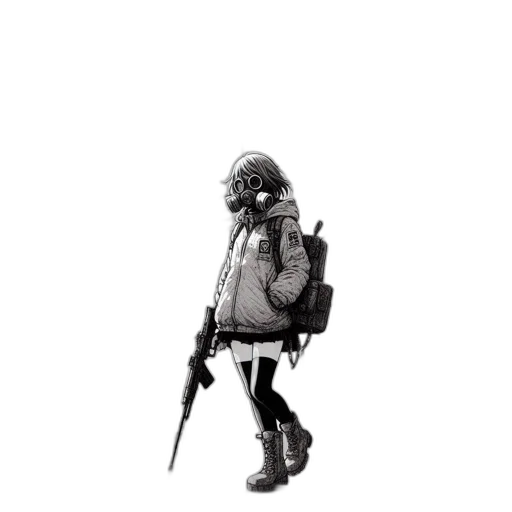 weapon, jacket, robot, staff transparent PNG cut-out