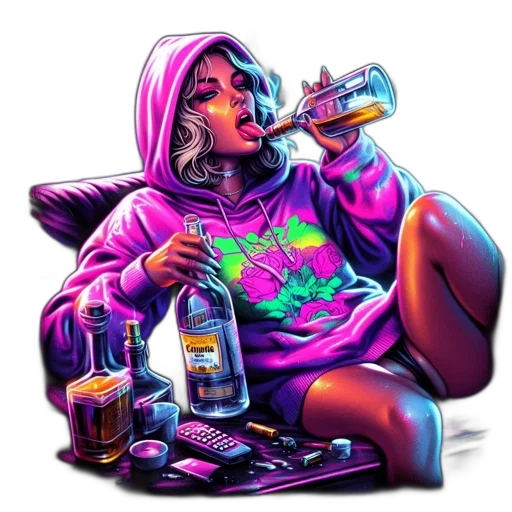 jacket, bottle, cyberpunk, concept art transparent PNG cut-out