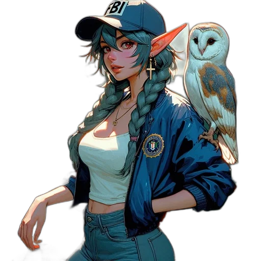 jacket, hat, staff, animal transparent PNG cut-out