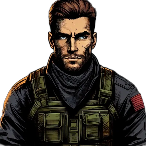 jacket, face, comic book art, concept art transparent PNG cut-out