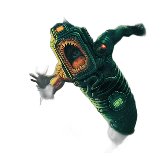robot, creature, mask, staff transparent PNG cut-out