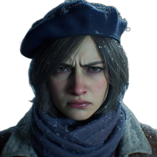 face, hat, jacket, weapon transparent PNG cut-out