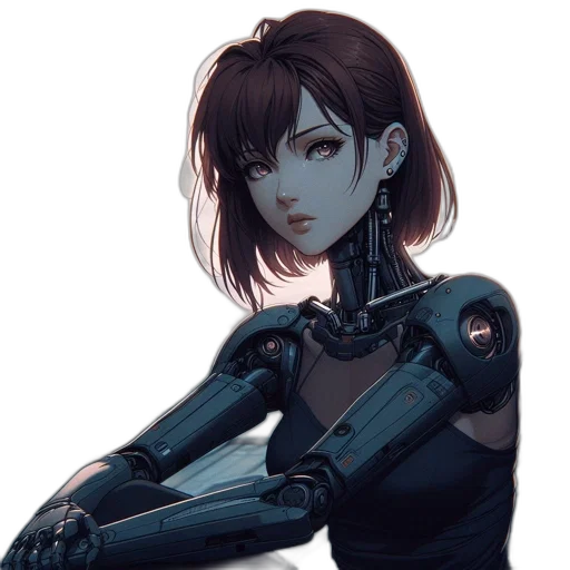 robot, weapon, face, cyberpunk transparent PNG cut-out