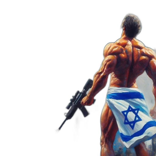 weapon, sword, concept art, israeli-flag-cloaked transparent PNG cut-out