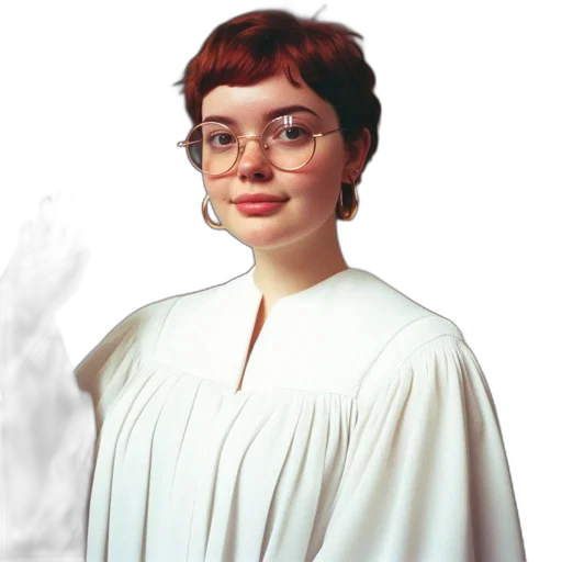 staff, dress, face, hair transparent PNG cut-out
