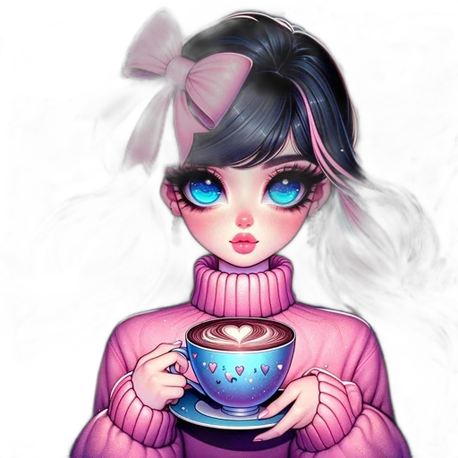 face, fantasy art, anime, vaporwave transparent PNG cut-out