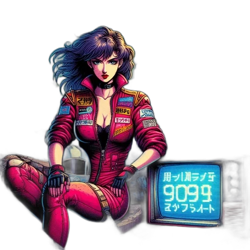 robot, jacket, cyberpunk, vaporwave transparent PNG cut-out