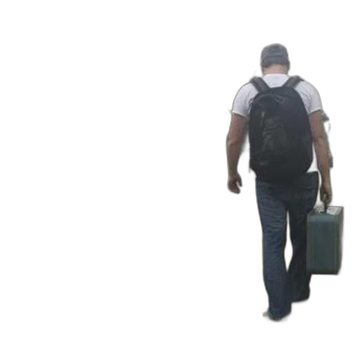 staff, 3d render, man, backpack transparent PNG cut-out