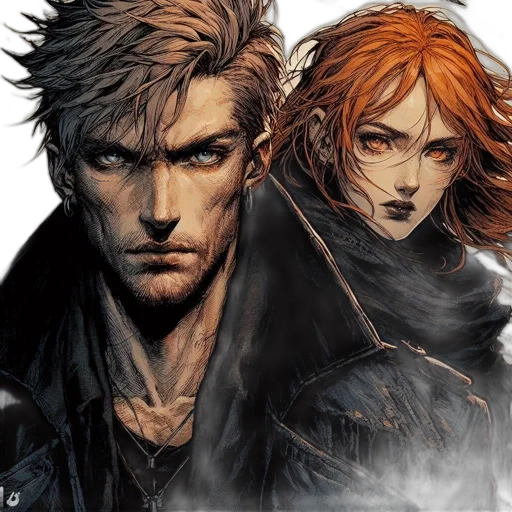 comic book art, concept art, fantasy art, cyberpunk transparent PNG cut-out
