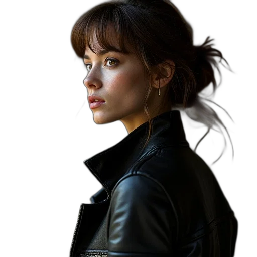 jacket, face, robot, photorealistic transparent PNG cut-out