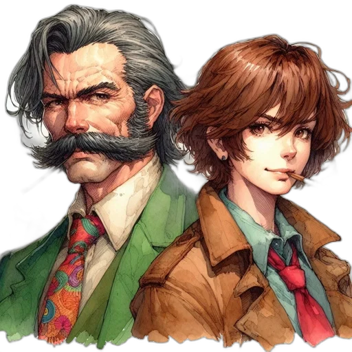 face, concept art, watercolor, comic book art transparent PNG cut-out
