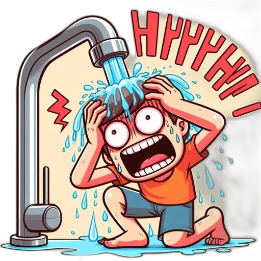 animated, figure, startled, drenched transparent PNG cut-out