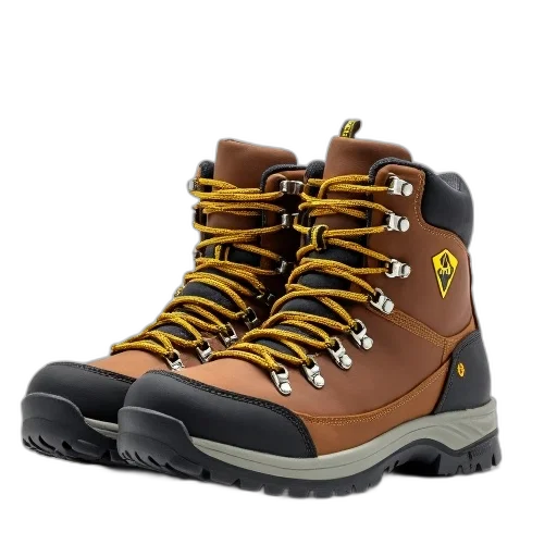 shoes, pair, brown, hiking transparent PNG cut-out