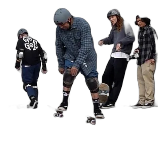 city street, group, skateboarders, including transparent PNG cut-out