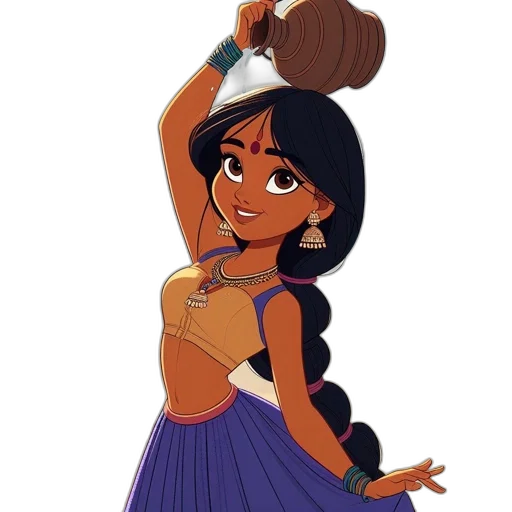 dress, jewelry, staff, hair transparent PNG cut-out