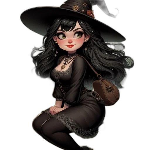 hat, staff, dress, fantasy art transparent PNG cut-out