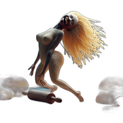 hair, creature, concept art, 3d render transparent PNG cut-out