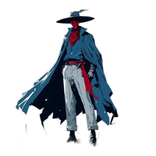 jacket, hat, staff, weapon transparent PNG cut-out