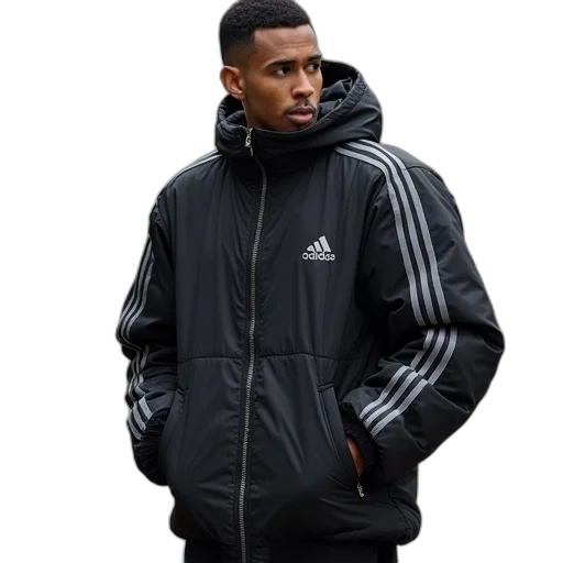 jacket, monochrome, adidas, mens transparent PNG cut-out