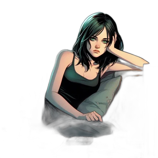face, comic book art, concept art, watercolor transparent PNG cut-out