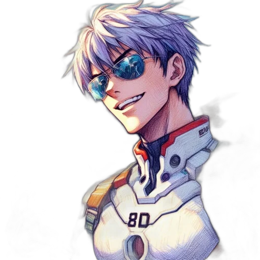 robot, jacket, face, staff transparent PNG cut-out