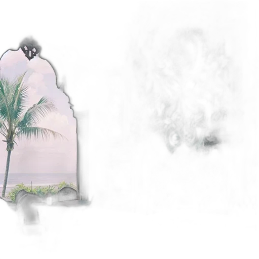 umbrella, mask, concept art, vaporwave transparent PNG cut-out