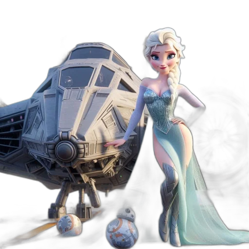 dress, robot, concept art, 3d render transparent PNG cut-out