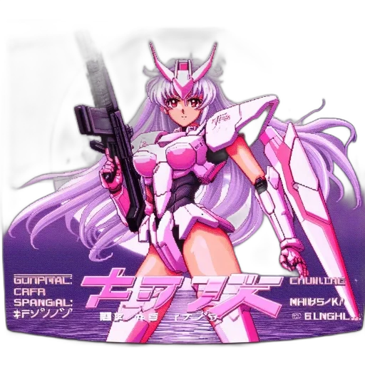 weapon, vaporwave, anime, concept art transparent PNG cut-out