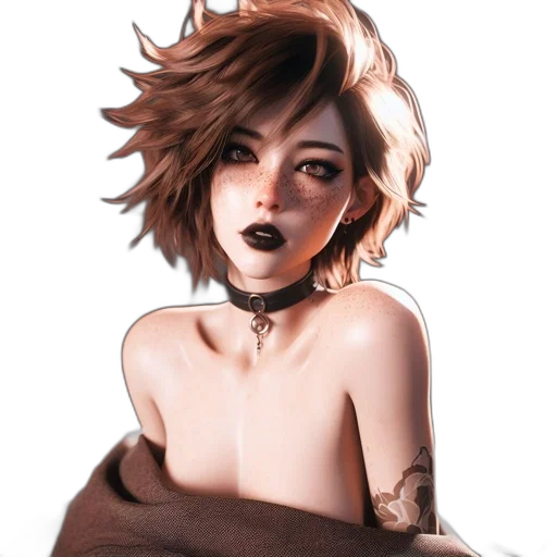 hair, face, dress, creature transparent PNG cut-out