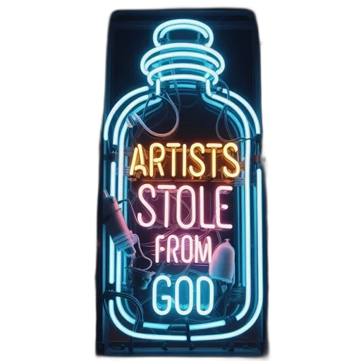 bottle, neon lights, image, neon transparent PNG cut-out